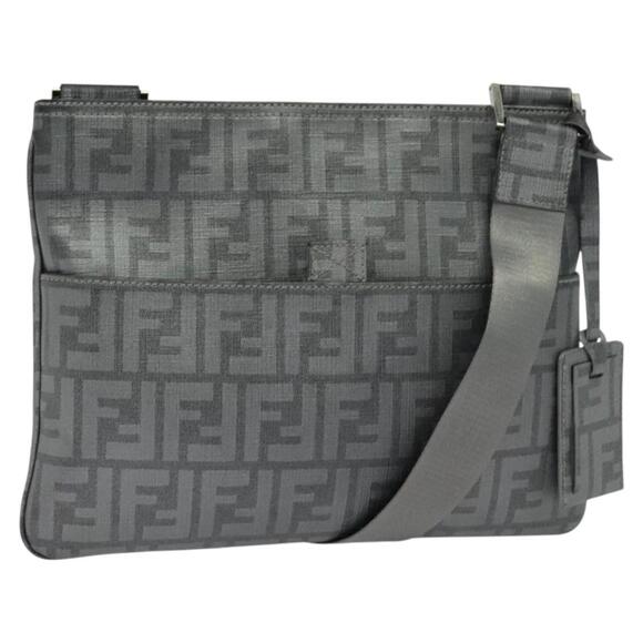 FENDI Zucca Canvas Shoulder Bag Pvc Gray Silver - Picture 1 of 12